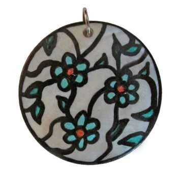 Turquoise-Flowers Shell Pendant