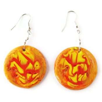 Orange Swirl Shell Earrings