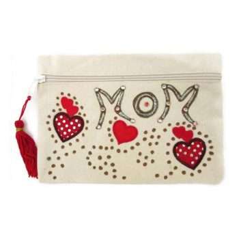 Red Heart Cosmetic Bag Applique for MOM