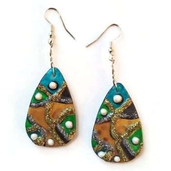 Aqua Mustard Earrings