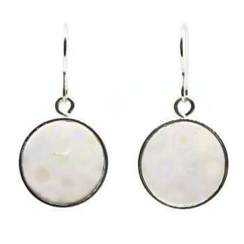 Circular White Mosaic Earrings
