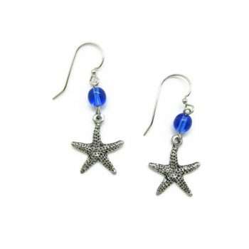 Starfish Blue Bead Earrings