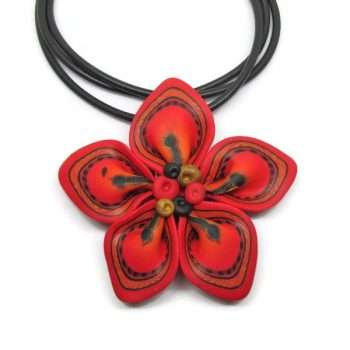 Origami Red Flower Pendant