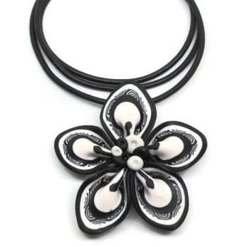 Floral Pendant Black and White