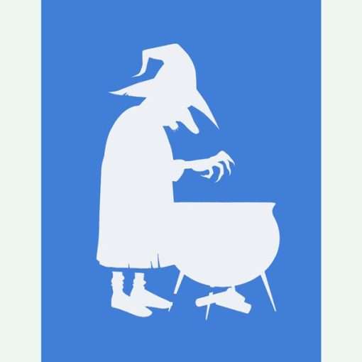 Witch Stirring Cauldron Stencil