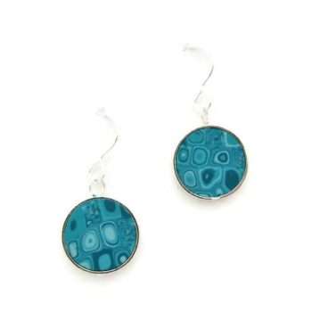 Circle Aqua Mosaic Earrings