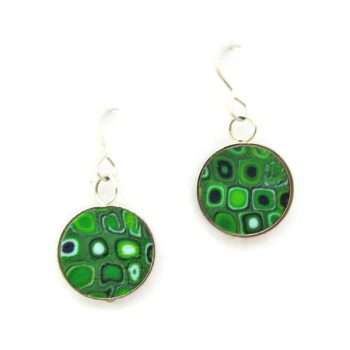 Circle Emerald Mosaic Earrings