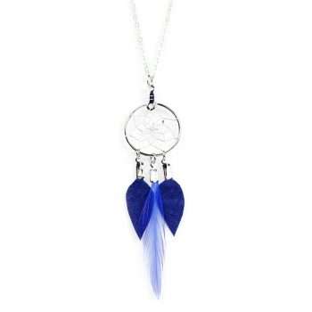 Royal Blue Dream Catcher Feather Necklace