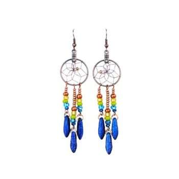 Multi-Coloured Bead Dream Catcher Earrings