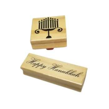 Rubber Stamper Happy Hanukkah and Candle Stick