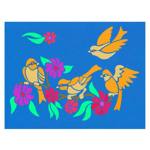 Trichem Chickadees & Floral Stencil