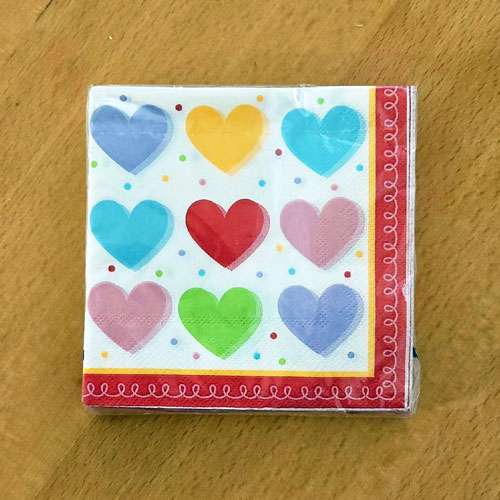 Pretty Coloured Heart Napkins