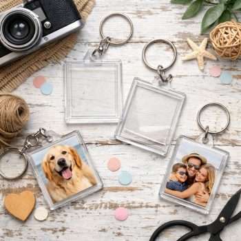 Clear Rectangular Photo Keyring