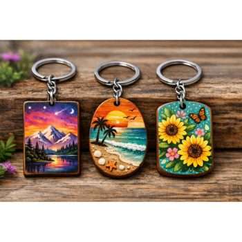 Decorated Wooden Keyrings