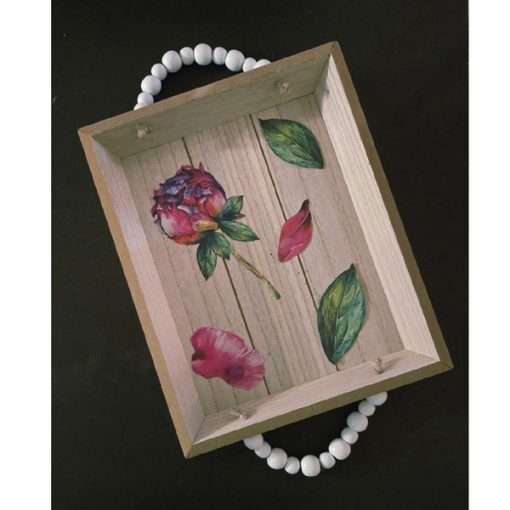 Natural Wooden Tray Decorated