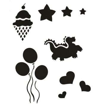 Icecream and Balloons Stencil