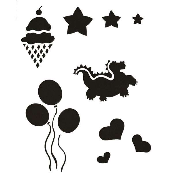 Icecream and Balloons Stencil