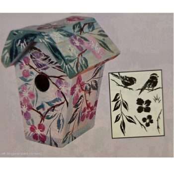 Trichem springtrime Bird Stencil on Birdhouse