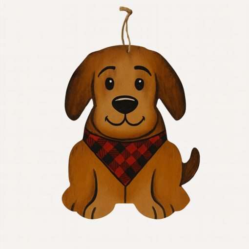 Wood Dog Shape Decorated