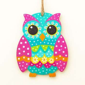 Wood Owl Shape Decorated