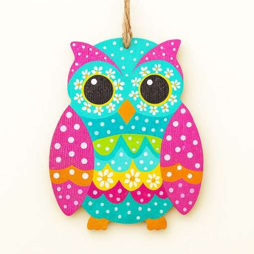 Wood Owl Shape Decorated