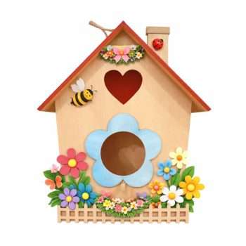 Pretty Wooden Birdhouse Decorated Blue