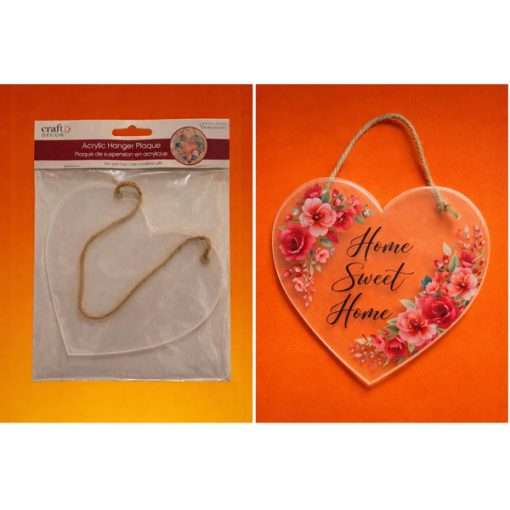 Decorated Acrylic Heart Shaped Plaque