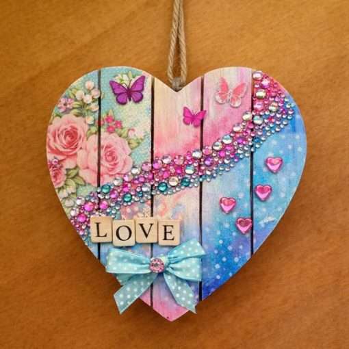 Decorated Large Wood Heart