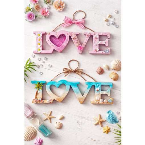Wood LOVE Sign Decorated Beach Theme