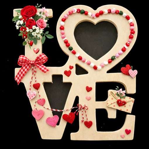 Wooden Valentine Sign AI
