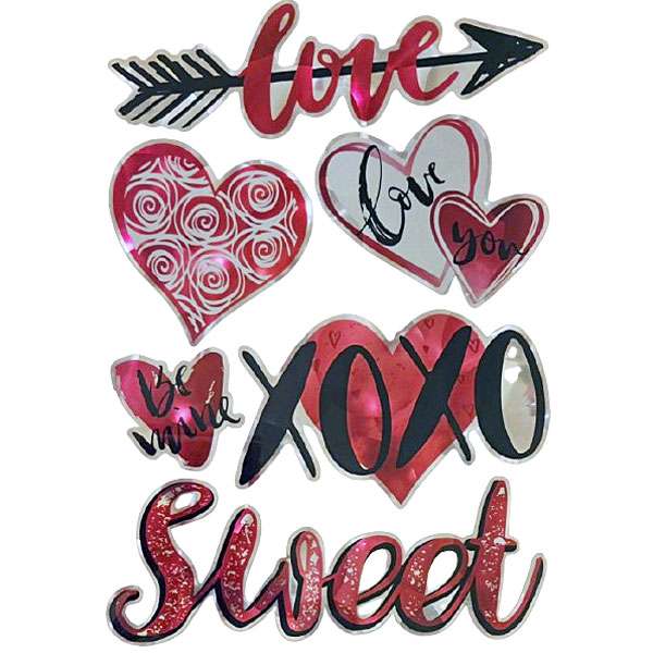 XOXO Valentine Hearts Stickers