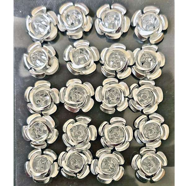 Silver Metal Roses Stickers