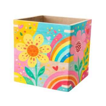 Decorated Wooden Container Decorated