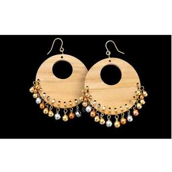 Round Wooden Earrings Kit Decorated