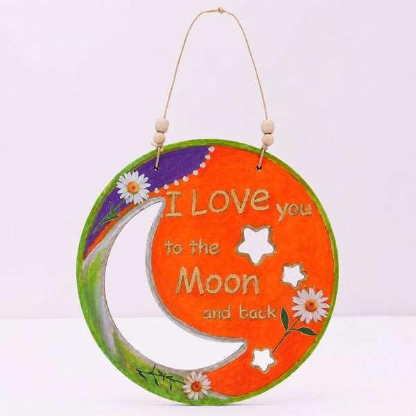 Round Colourful Wood Sign Love You
