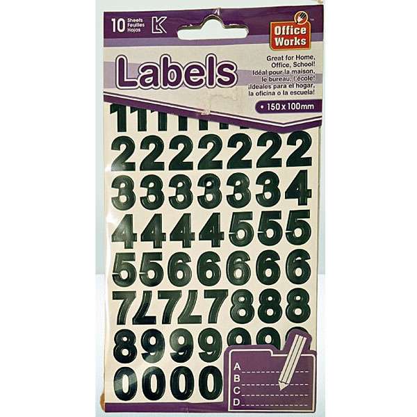 Small Black Number Labels
