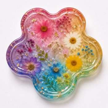 Bright 2 Decorated Flower Silicone Coaster
