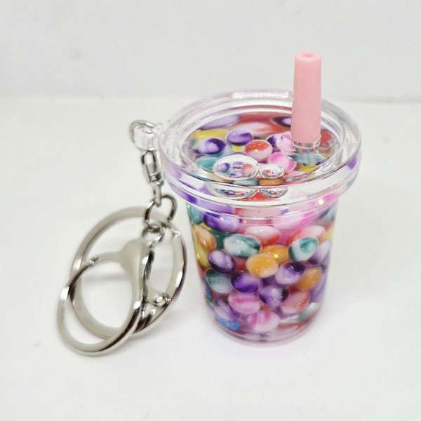 Cup and Straw Keychain - Bubble Tea