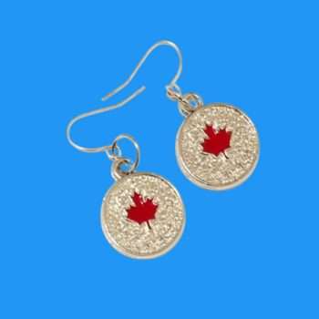 Round Maple Leaf Earrings