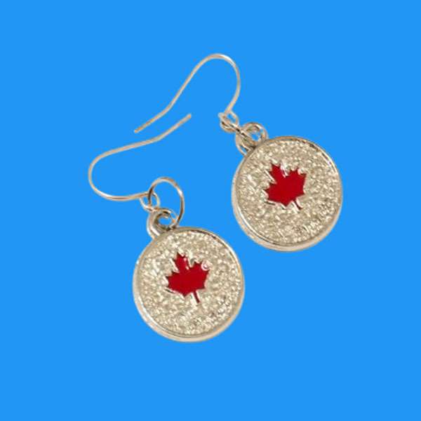 Round Maple Leaf Earrings
