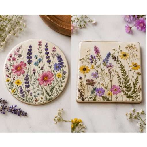 Round Ceramic Coasters Round and Square Decorated