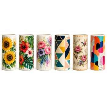 Ceramic White Vases Decorated