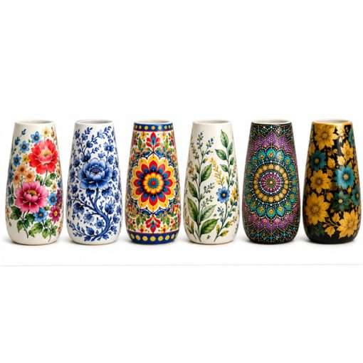 White Ceramic Vases Decorated