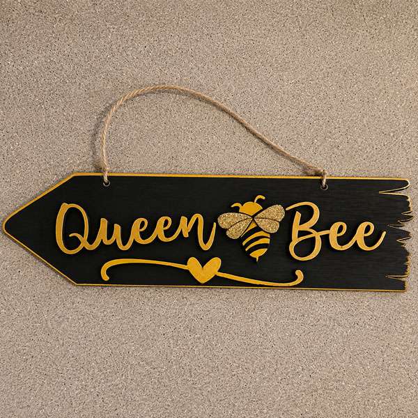 Decorated Queen Bee Wooden Sign