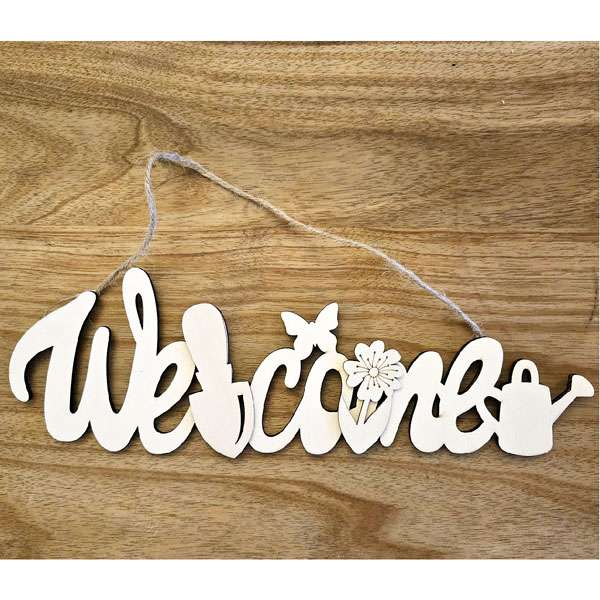 Welcome Script Wooden Sign