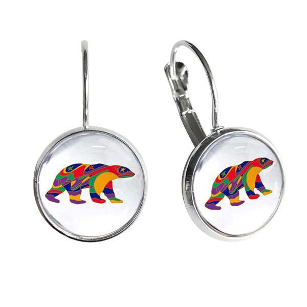 Alpha Bear Dawn Oman dome glass earrings