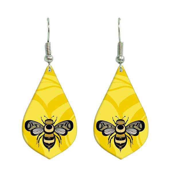 Adam Lewis yellow bee Gilakas'la Thank You Gallery Collection earrings