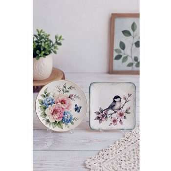 White Ceramic Plates Duo Decorated