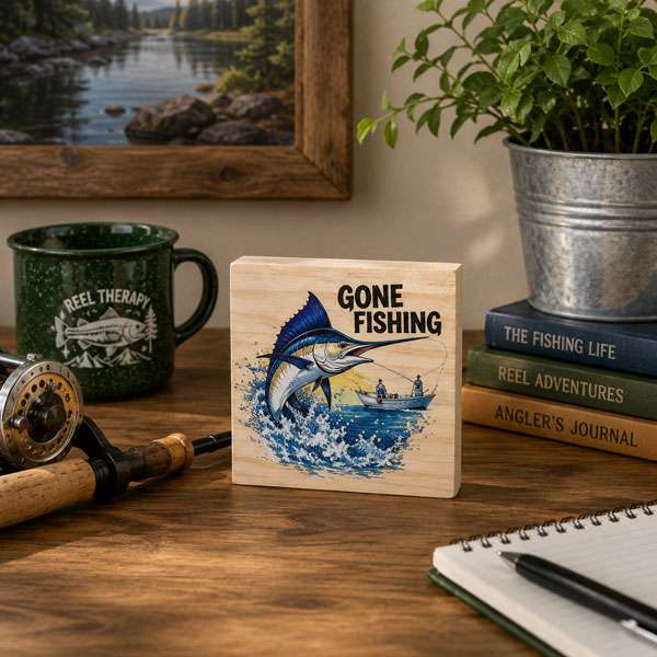 Gone Fishing Desk Sitter